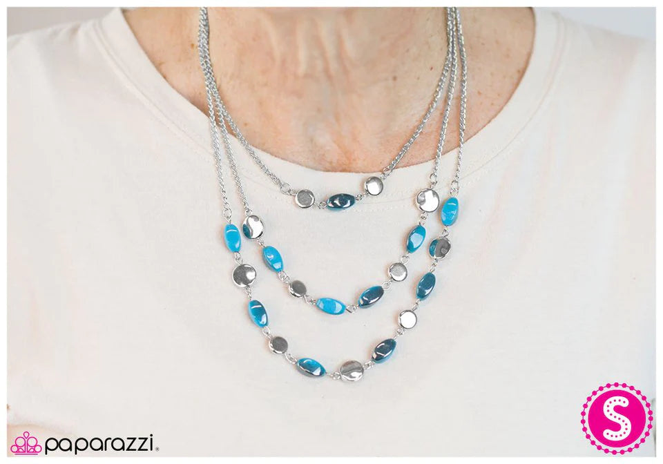 Paparazzi Necklace ~ Take A Look At Me Now- Blue