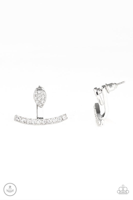 Glowing Glimmer - White - Paparazzi Earring Image