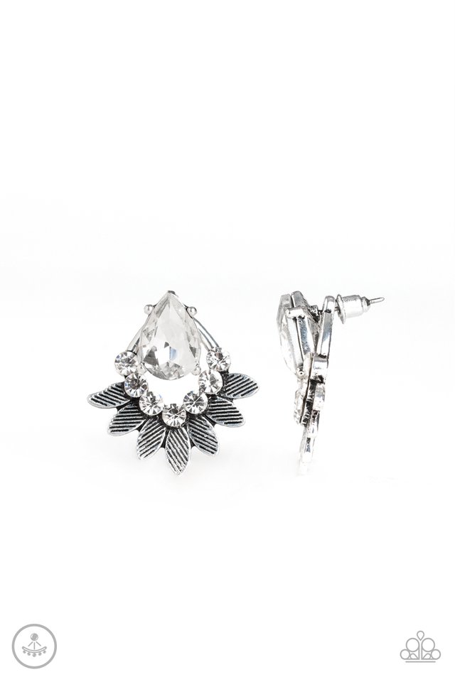 Crystal Canopy - White - Paparazzi Earring Image