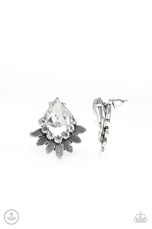 Crystal Canopy - White - Paparazzi Earring Image