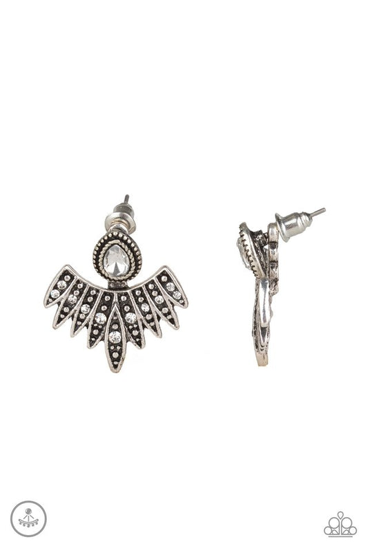Wing Fling - White - Paparazzi Earring Image