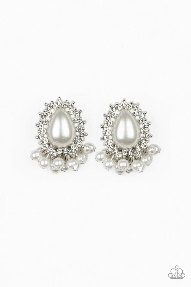 Paparazzi Earring ~ Castle Cameo - White