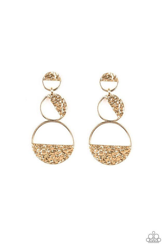 Paparazzi Earring ~ Triple Trifecta - Gold