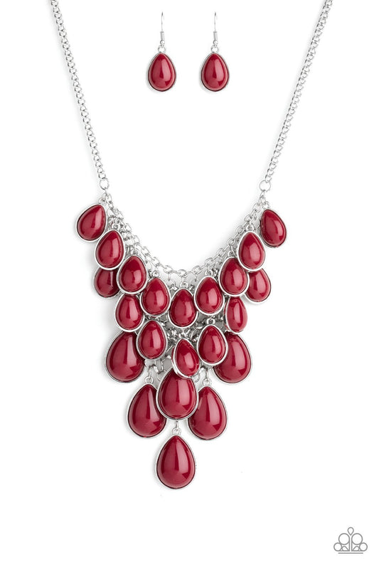 Paparazzi Necklace ~ Shop Til You TEARDROP - Red