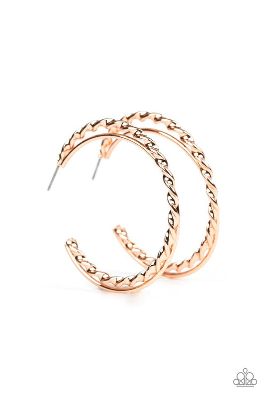 Retro Twist - Rose Gold - Paparazzi Earring Image