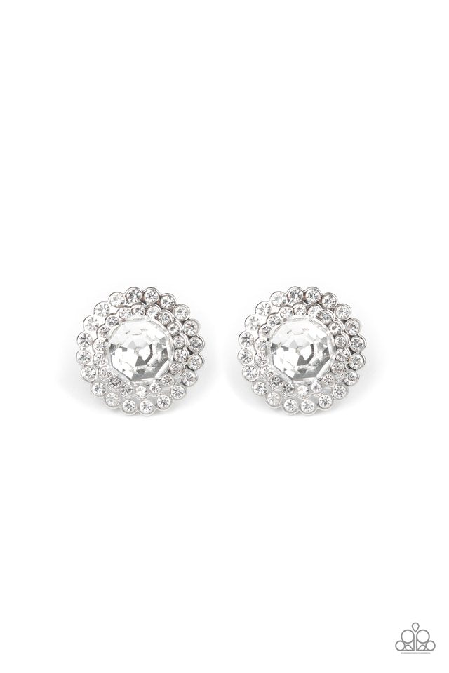 My Second Castle - White - Paparazzi Earring Image
