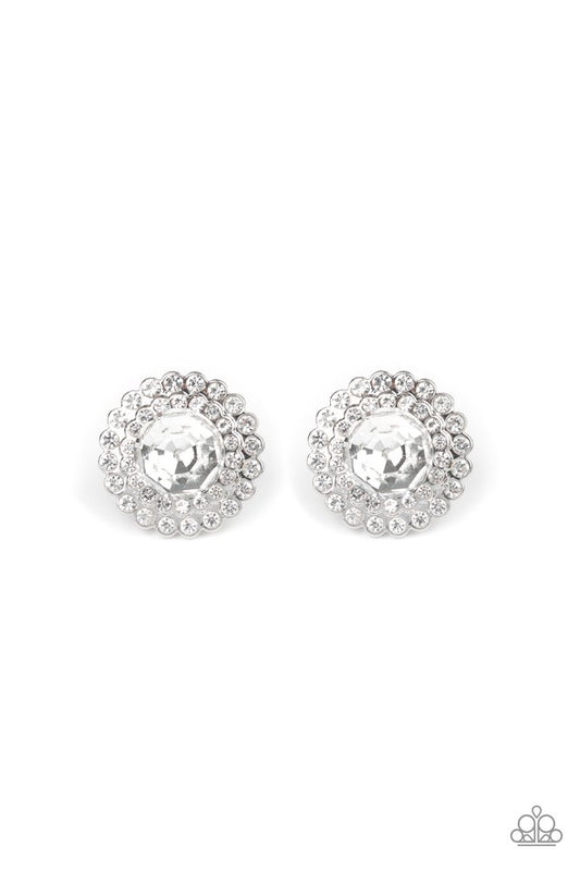 My Second Castle - White - Paparazzi Earring Image