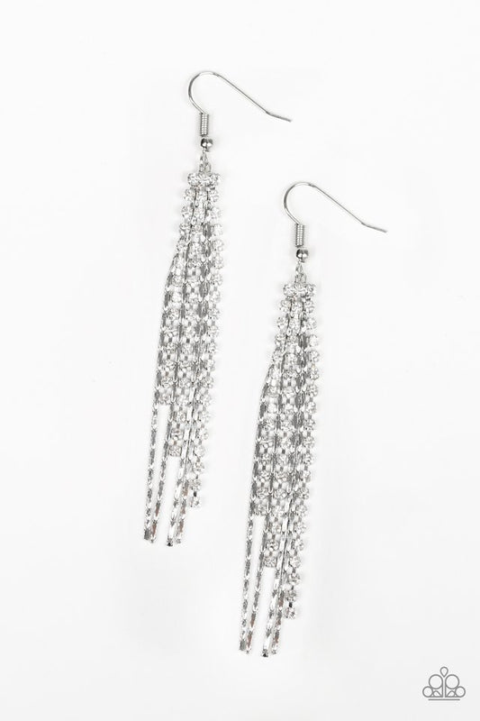 Red Carpet Bombshell - White - Paparazzi Earring Image