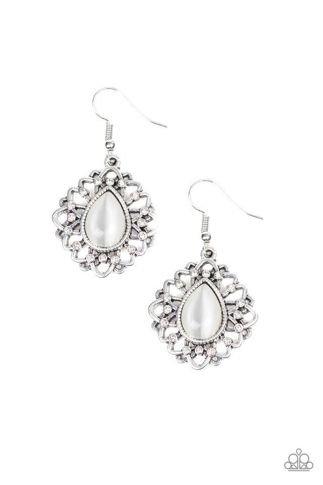Paparazzi Earring ~ Totally GLOWN Away - White