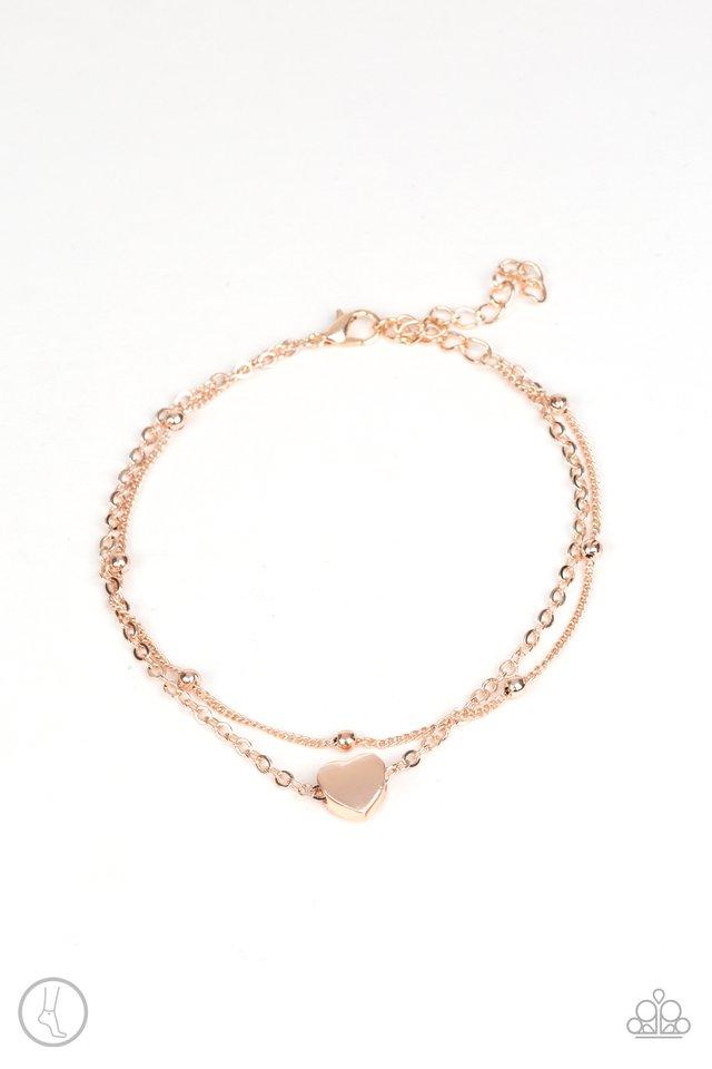 Paparazzi Bracelet ~ Ocean Heart - Rose Gold