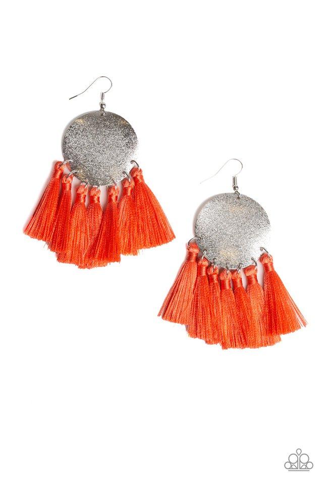 Paparazzi Earring ~ Tassel Tribute - Orange