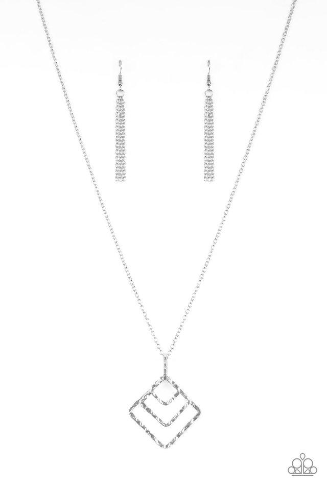 Paparazzi Necklace ~ Square It Up - Silver