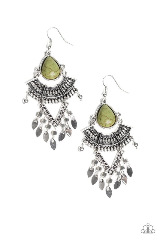 Vintage Vagabond - Green - Paparazzi Earring Image