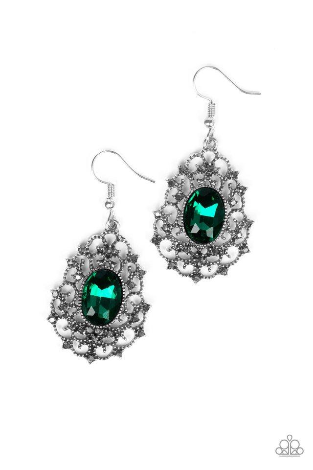 Paparazzi Earring ~ Regal Razzle - Green