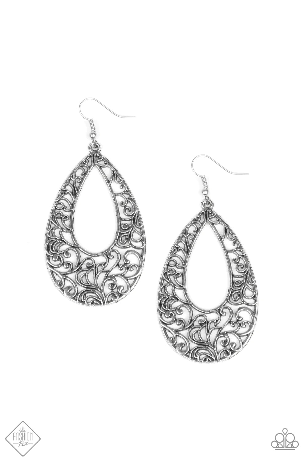 Paparazzi Earring ~ Iridescently Ivy - Silver