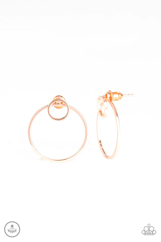 Paparazzi Earring ~ Spin Cycle - Rose Gold