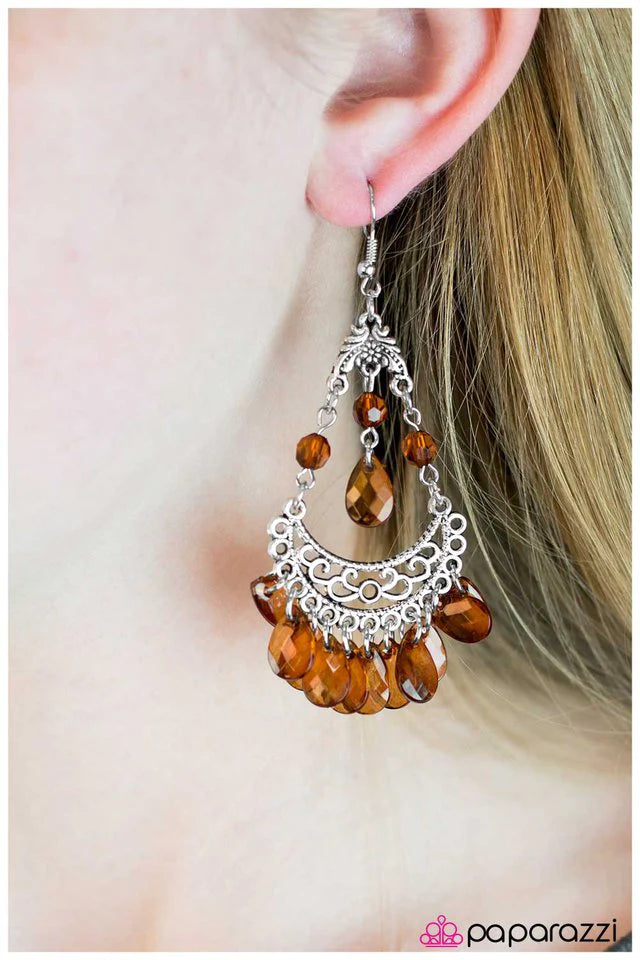 Paparazzi Earring ~ My Valentine - Brown