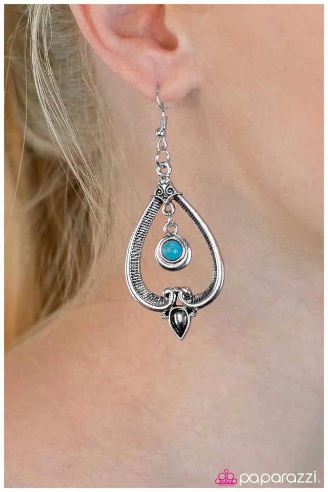 Paparazzi Earring ~ Go It Alone - Blue