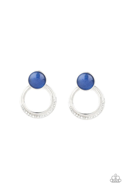 Glow Roll - Blue - Paparazzi Earring Image