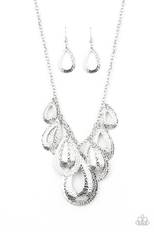 Paparazzi Necklace ~ Teardrop Tempest - Silver