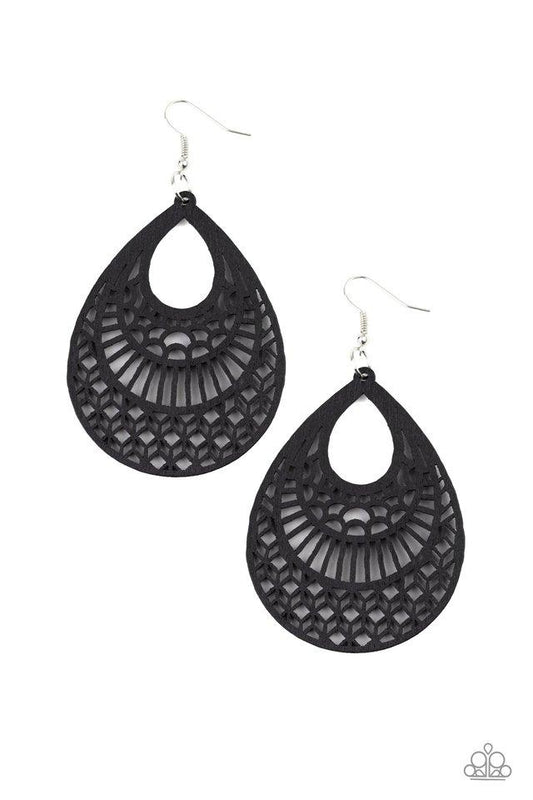Paparazzi Earring ~ Shoulda Coulda WOODa - Black