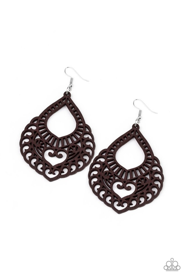 If You WOOD Be So Kind - Brown - Paparazzi Earring Image