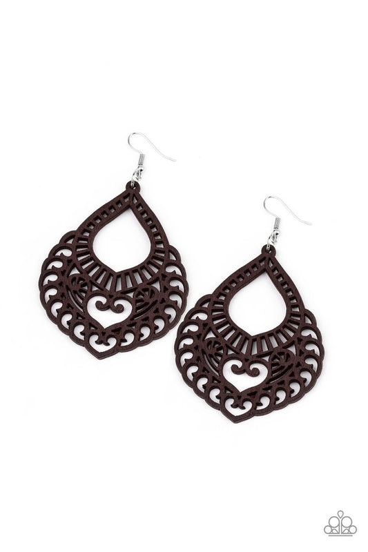 If You WOOD Be So Kind - Brown - Paparazzi Earring Image