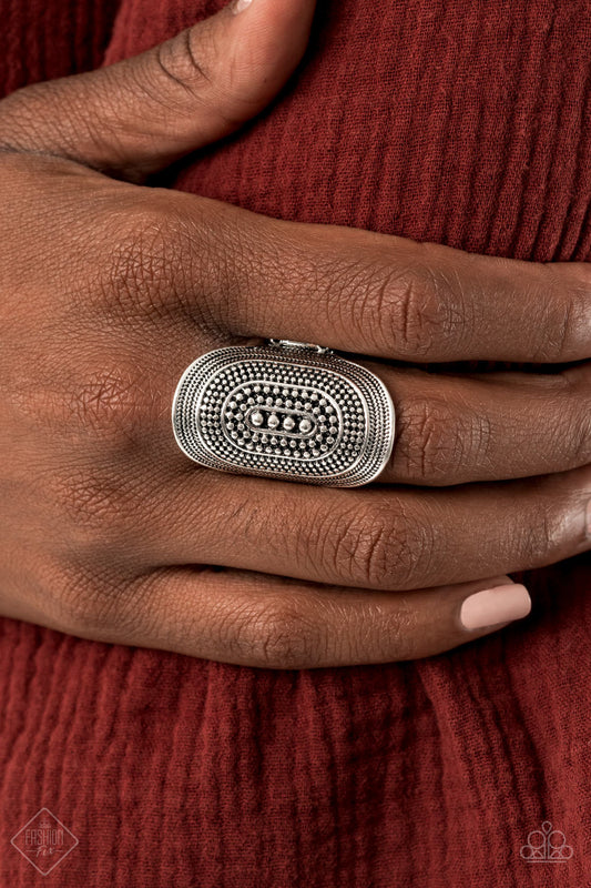 Paparazzi Ring ~ Dotted Decor - Silver - Fashion Fix Sept 2020