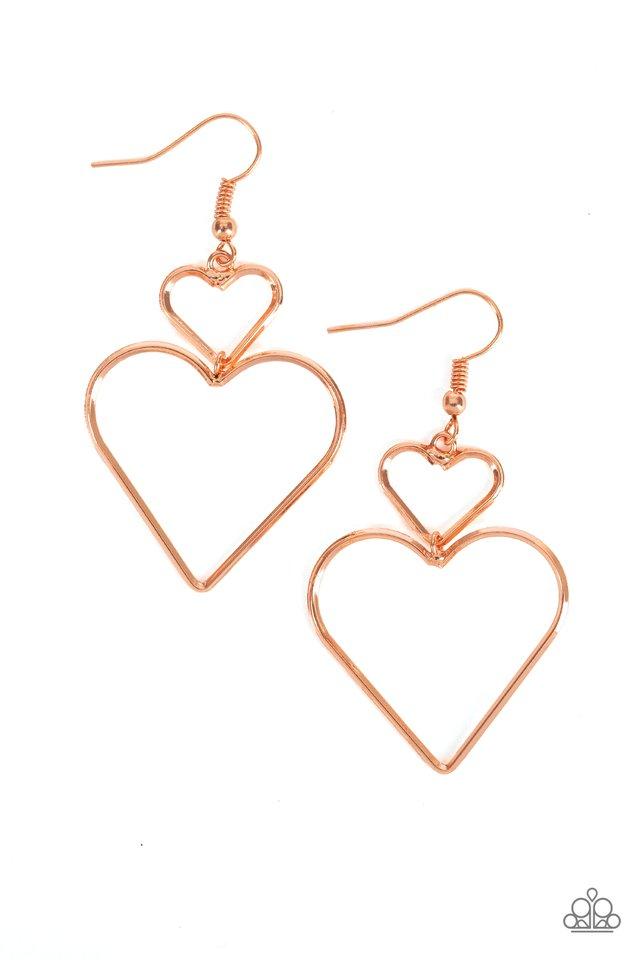 Paparazzi Earring ~ Heartbeat Harmony - Copper