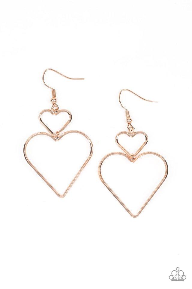 Paparazzi Earring ~ Heartbeat Harmony - Rose Gold