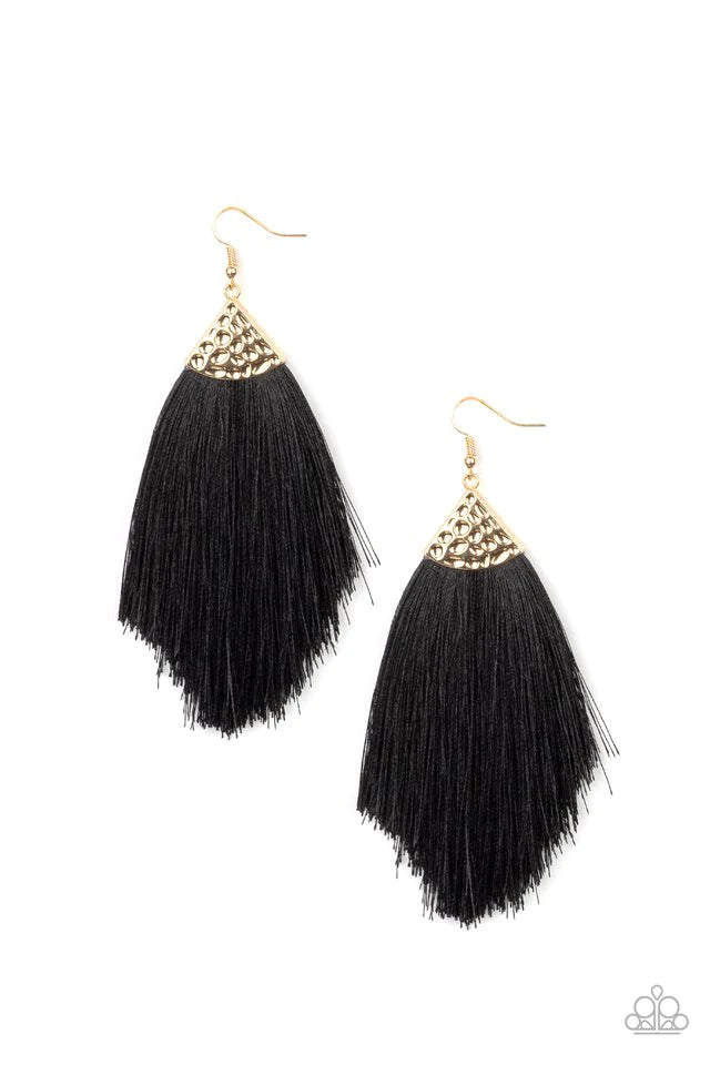 Paparazzi Earring ~ Tassel Tempo - Gold