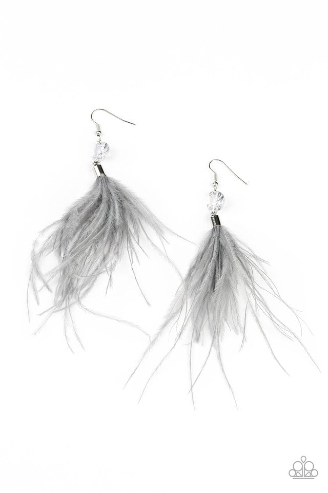 Paparazzi Earring ~ Feathered Flamboyance - Silver
