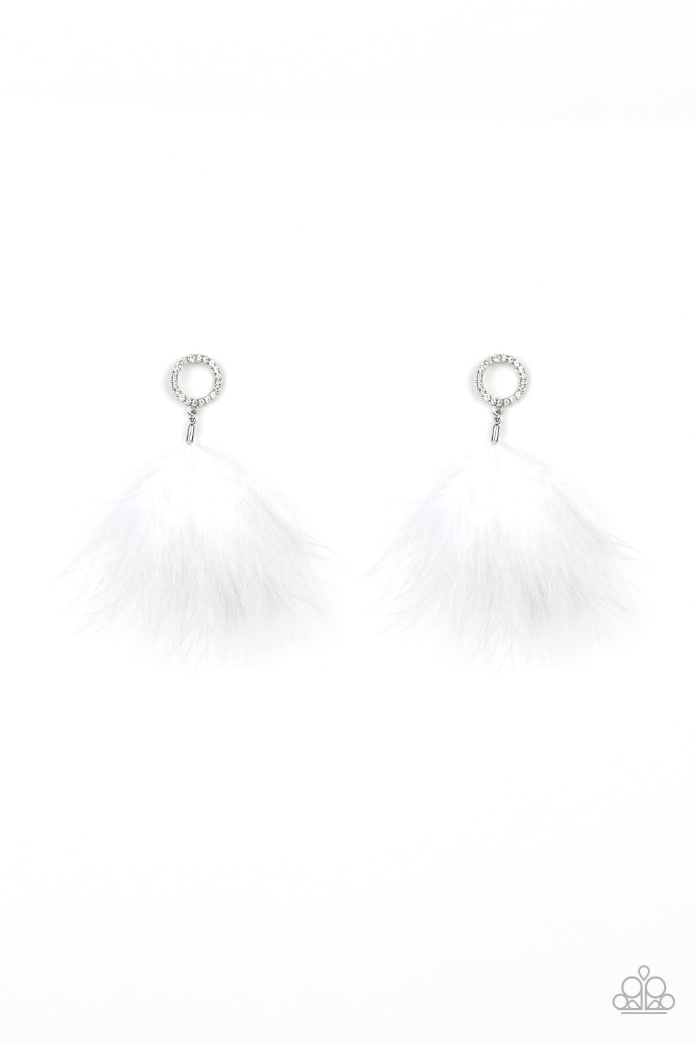 Paparazzi Earring ~ BOA Down - White