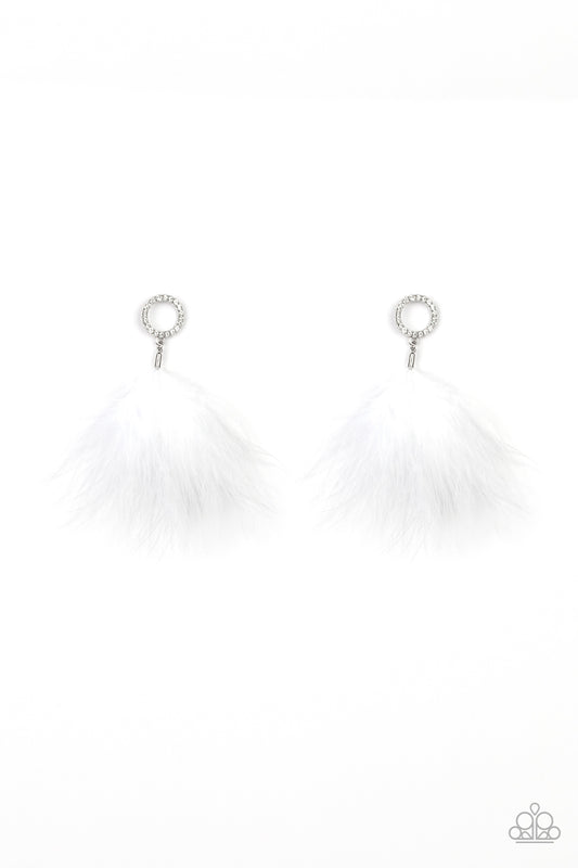Paparazzi Earring ~ BOA Down - White