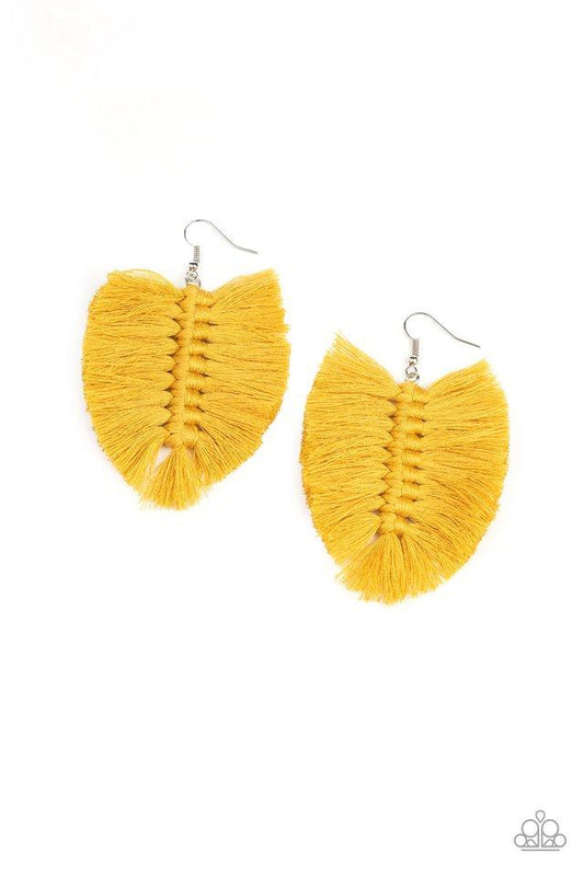 Paparazzi Earring ~ Knotted Native - Yellow