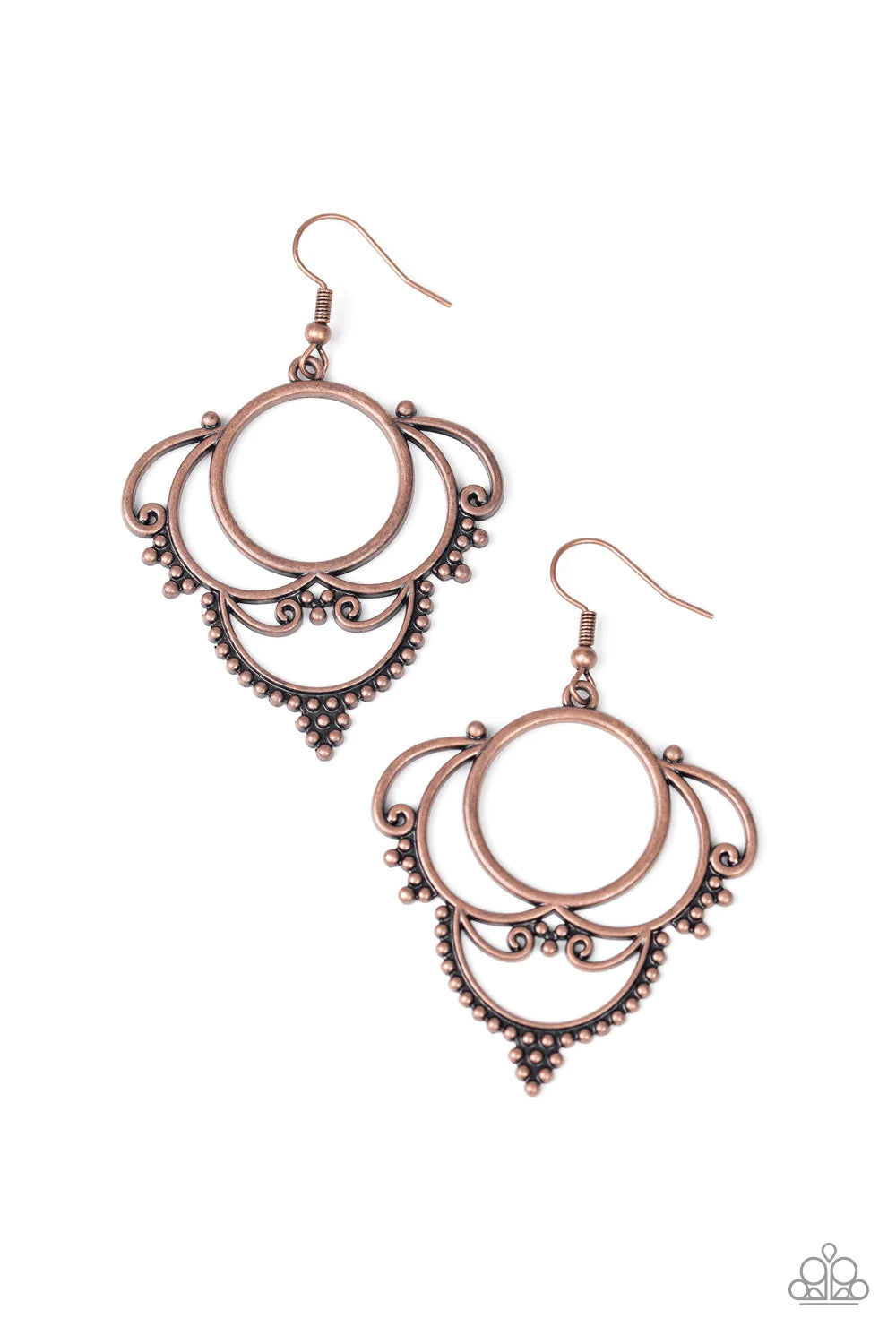 Paparazzi Earring ~ Metallic Macrame - Copper