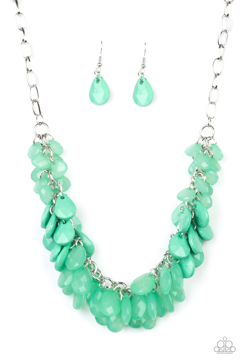 Paparazzi Necklace ~ Colorfully Clustered - Green