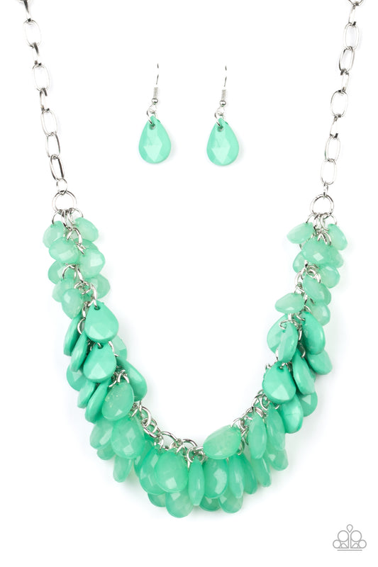 Paparazzi Necklace ~ Colorfully Clustered - Green