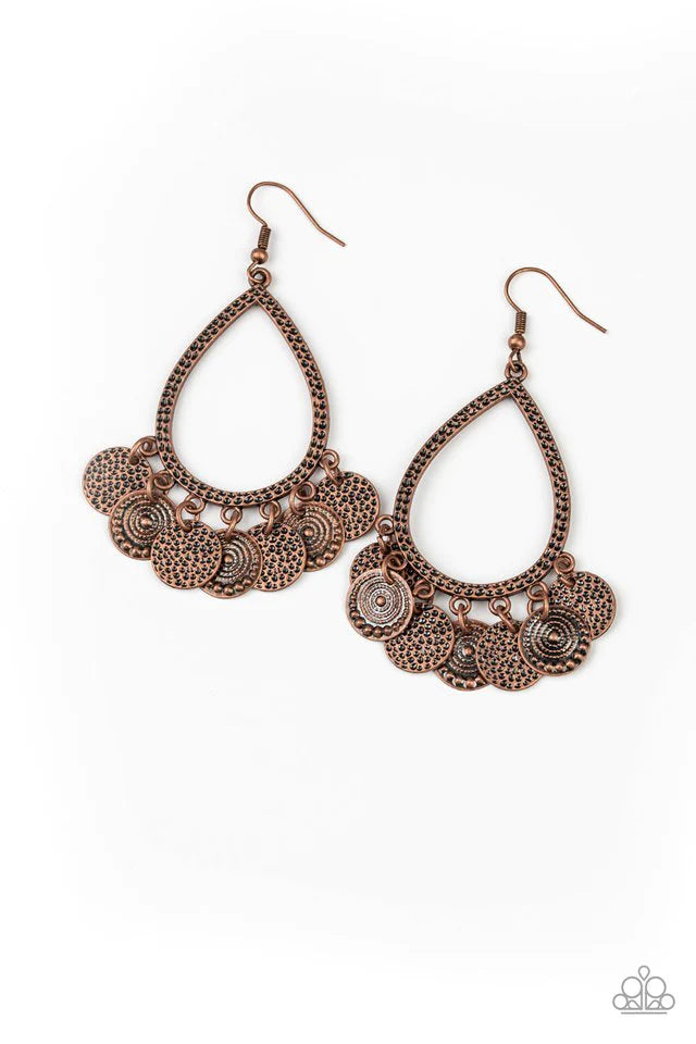 Paparazzi Earring All In Good CHIME Copper Paparazzi Jewelry