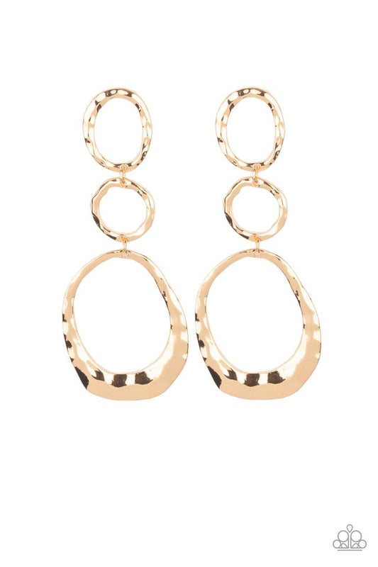 Radically Rippled - Gold - Paparazzi Earring Image