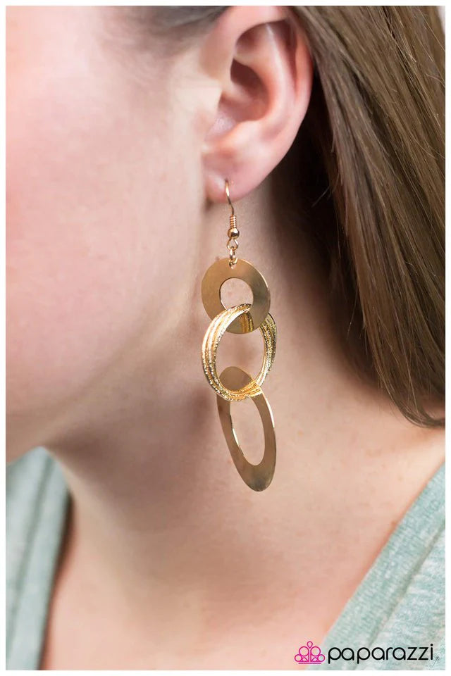 Paparazzi Earring ~ Zodiac - Gold