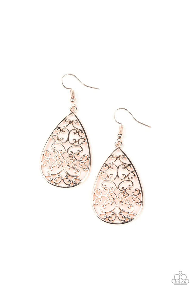 Paparazzi Earring ~ Divine Vine - Rose Gold
