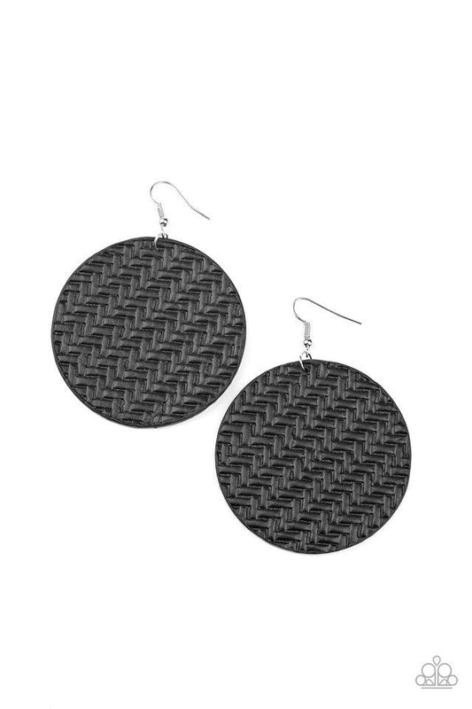 Paparazzi Earring ~ Plaited Plains - Black
