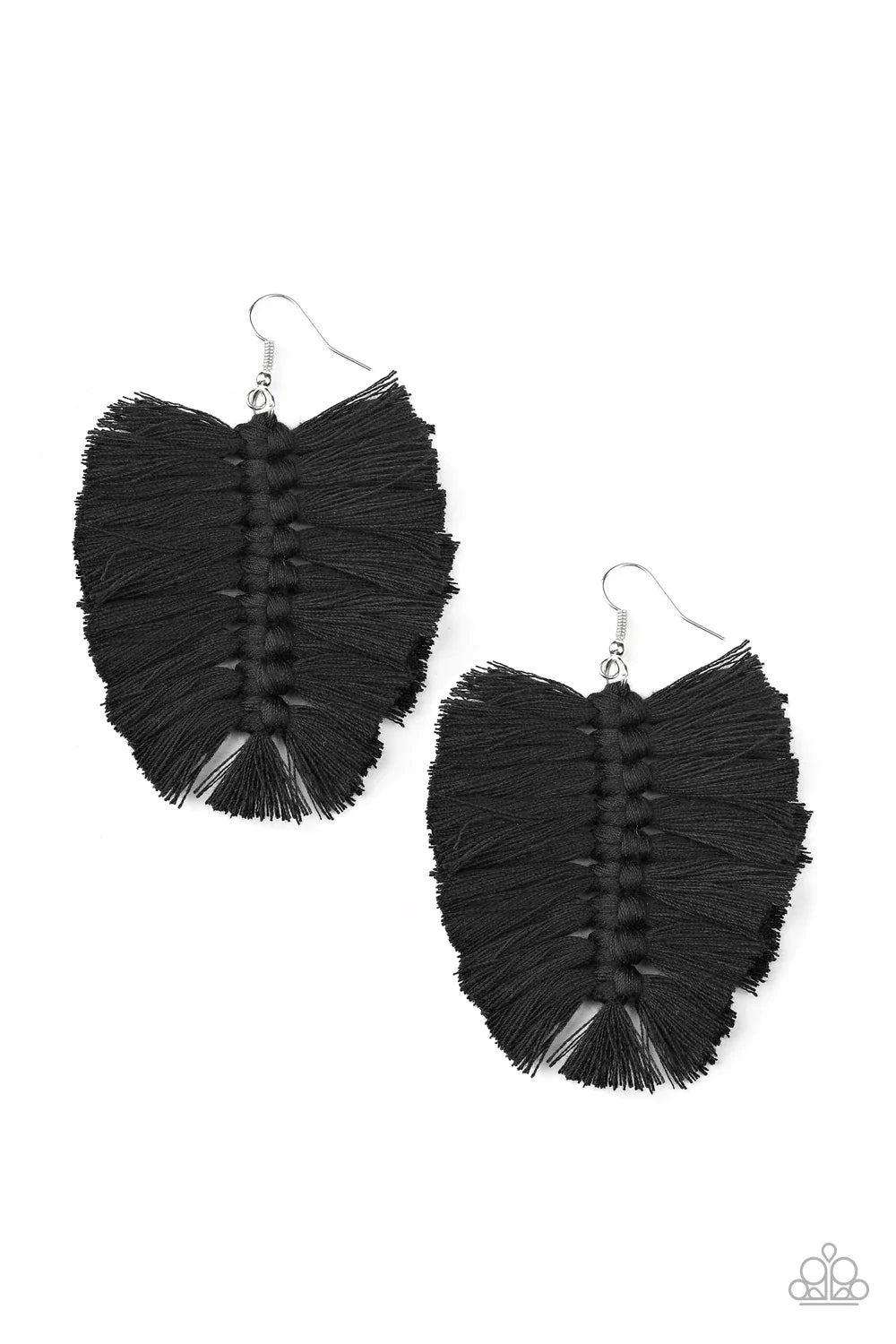 Paparazzi Earring ~ Knotted Native - Black
