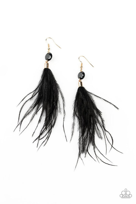 Feathered Flamboyance - Gold - Paparazzi Earring Image