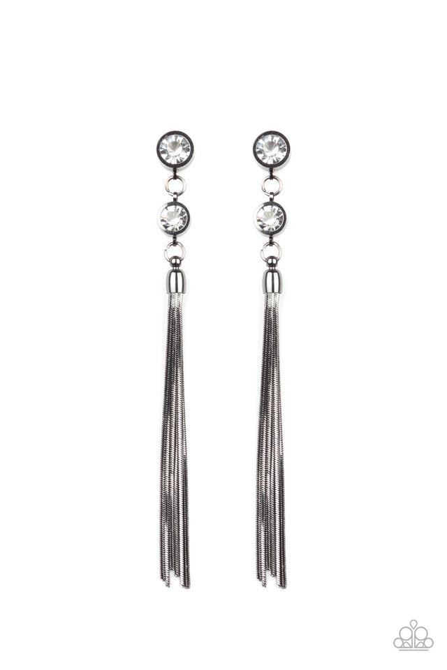 Tassel Twinkle - Black - Paparazzi Earring Image