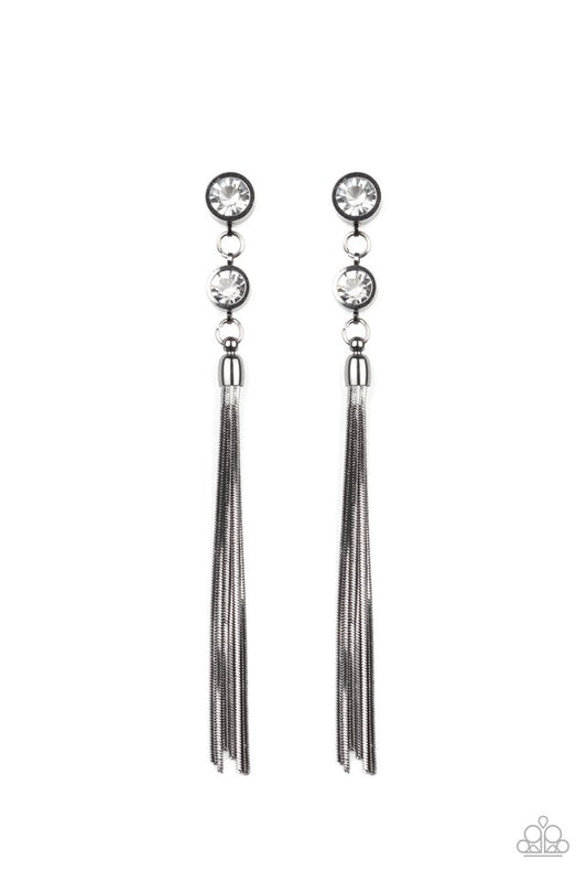 Tassel Twinkle - Black - Paparazzi Earring Image