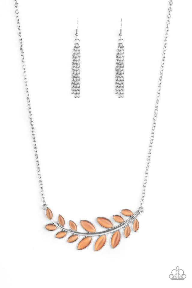 Paparazzi Necklace ~ Frosted Foliage - Orange