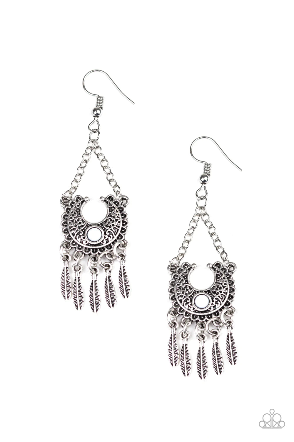Paparazzi Earring ~ Fabulously Feathered - White