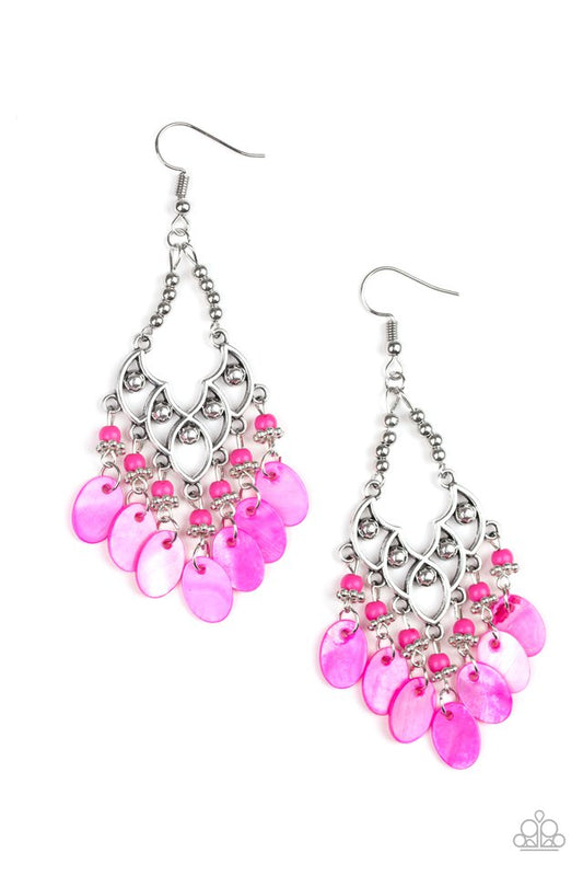 Paparazzi Earring ~ Shore Bait - Pink